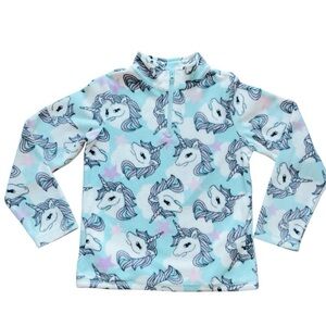 Fleece pullover girls unicorn long sleeve sweater M 7/8